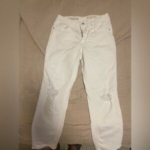 Anthropologie Brand white high rise slim jeans.